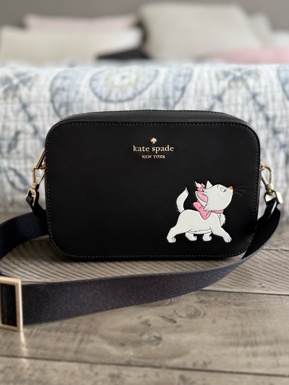 Kate Spade Disney Aristocats Marie Crossbody Bag Black Leather Rare